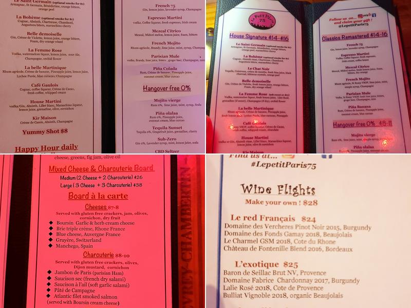 Paris 75 Menu