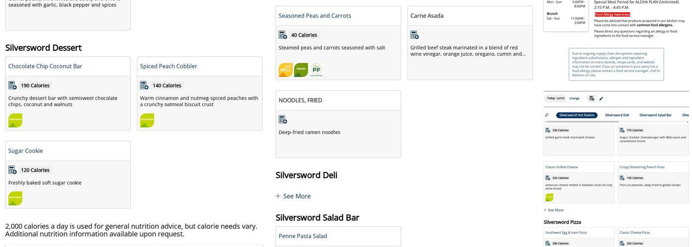 Silversword Cafe Menu