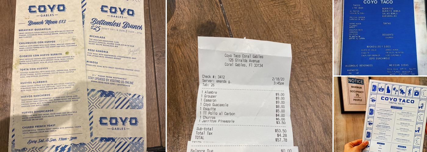 COYO TACO Menu