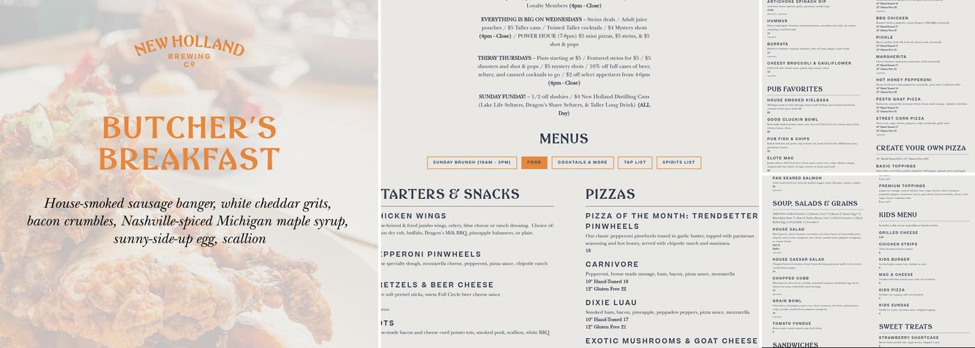 New Holland Brewing - Grand Rapids Brewpub (The Knickerbocker) Menu