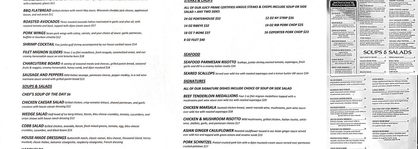 815 Chop House Menu