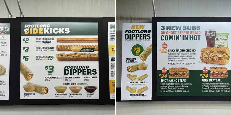 Subway Menu