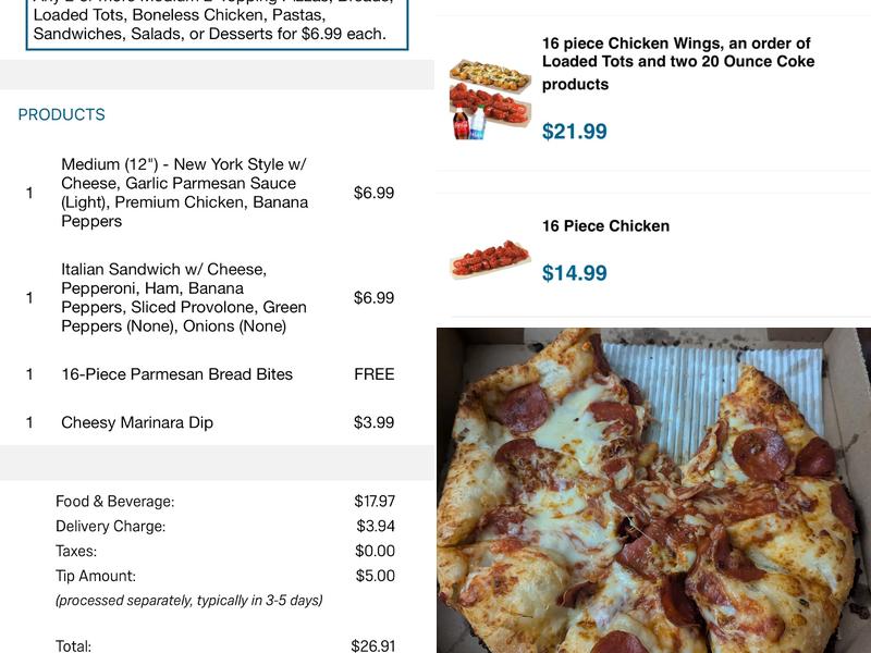 Domino's Pizza Menu