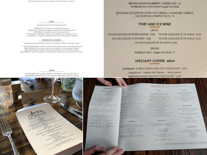 Murrieta's Mountain Bar & Grill Menu