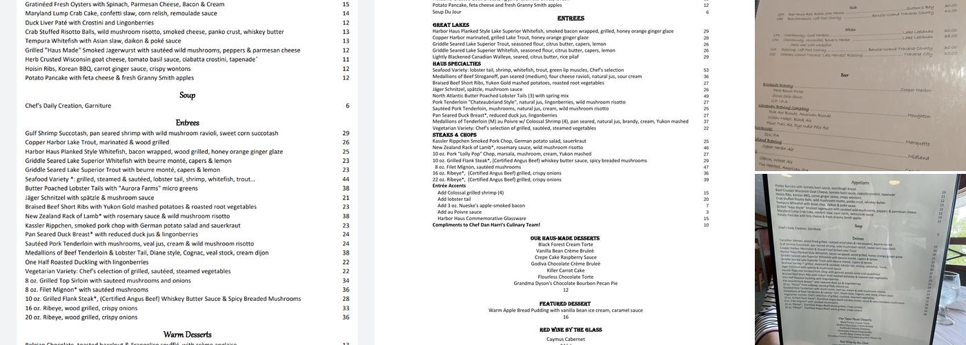 Harbor Haus Restaurant Menu