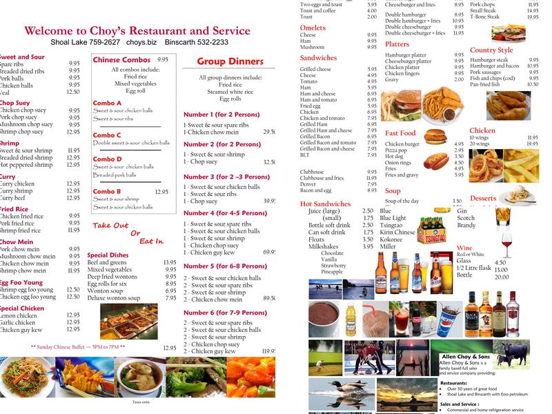 Allen Choy's Restaurant & Service Menu