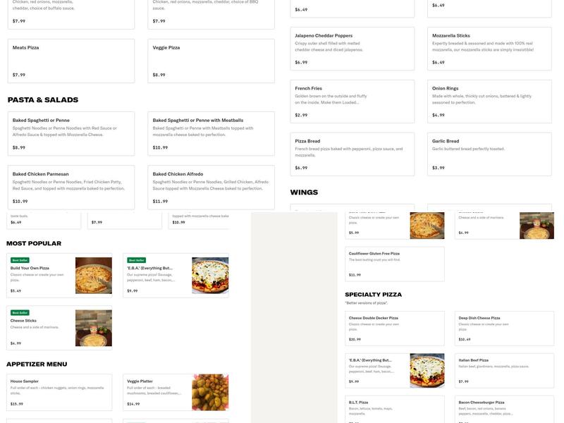 Eubank Pizza Menu