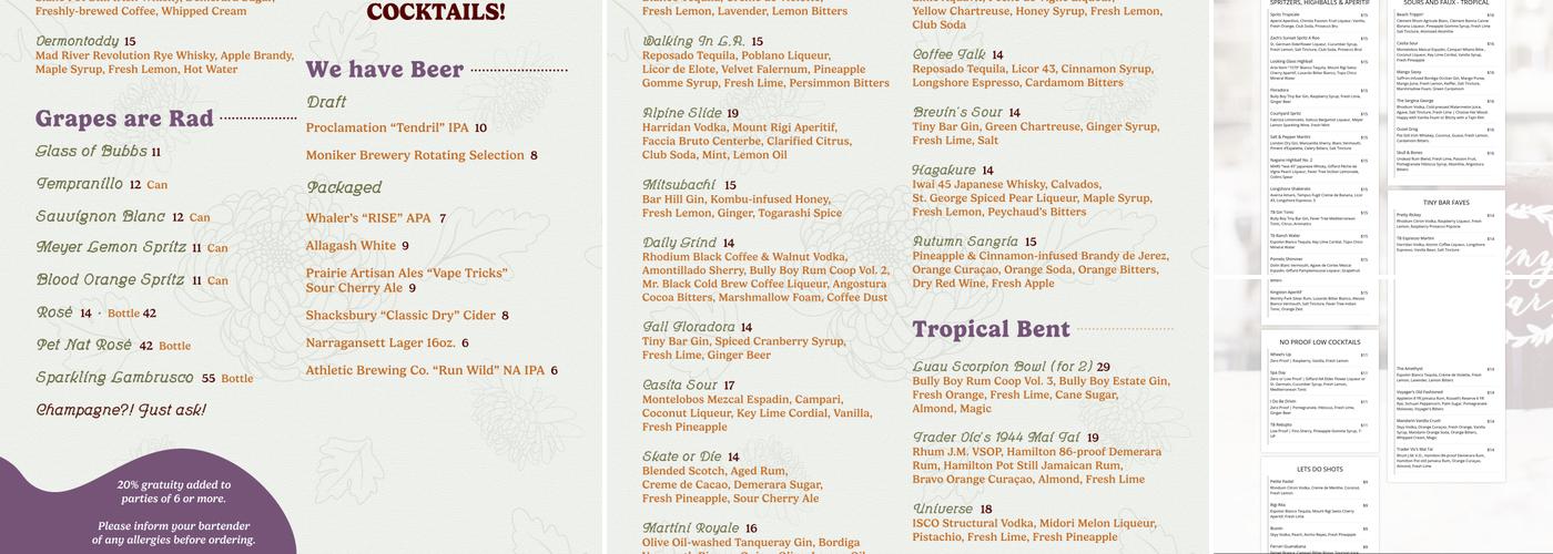 Tiny Bar Menu