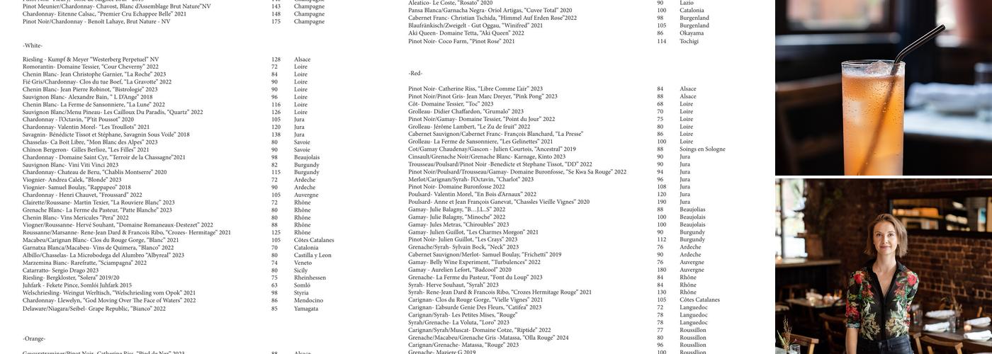 Rhodora Wine Bar Menu