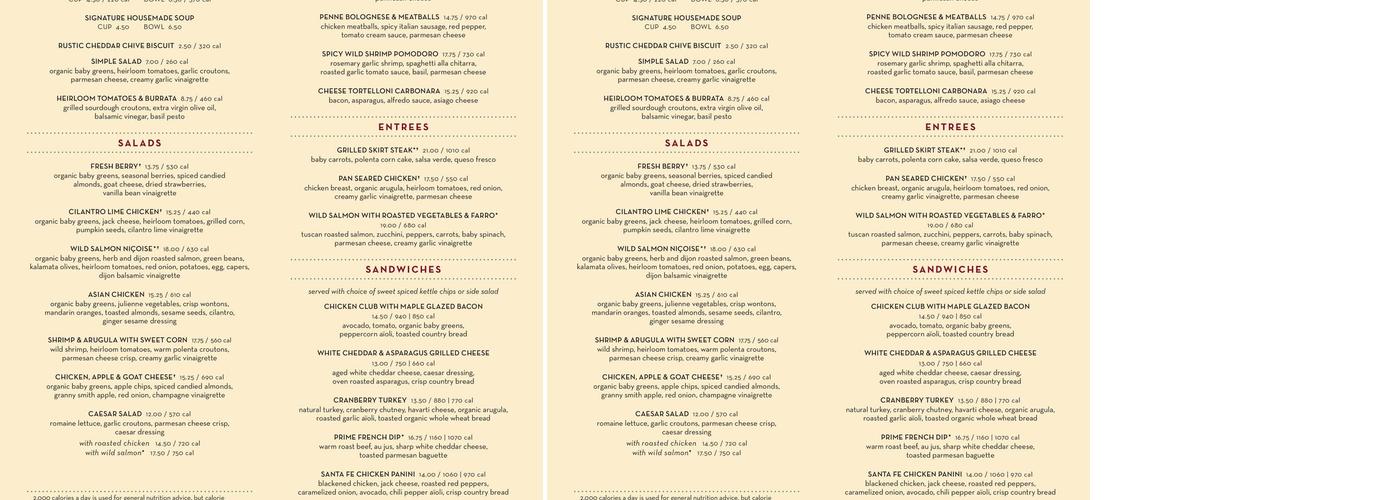 Marketplace Cafe Menu