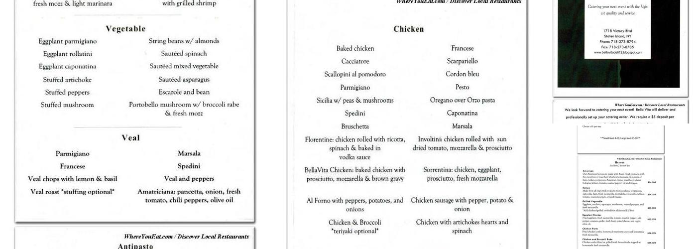 Bella Vita Pork Store Inc Menu