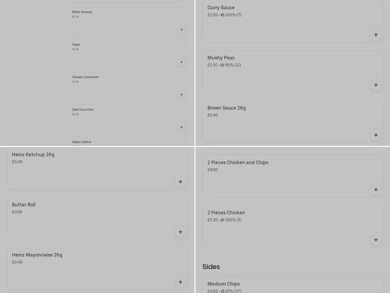 Cod's Plaice Fish and Chips Menu