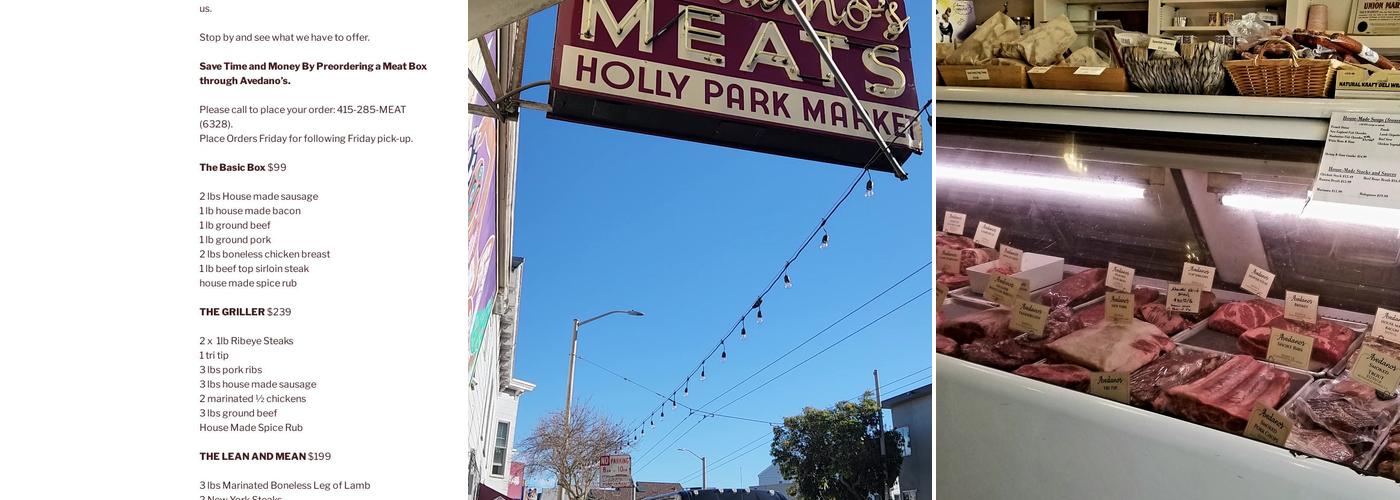 Avedano's Meats Menu