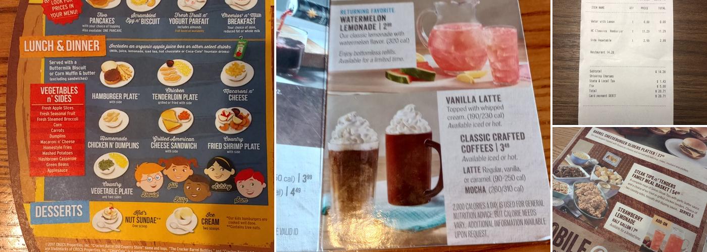 Cracker Barrel Old Country Store Menu