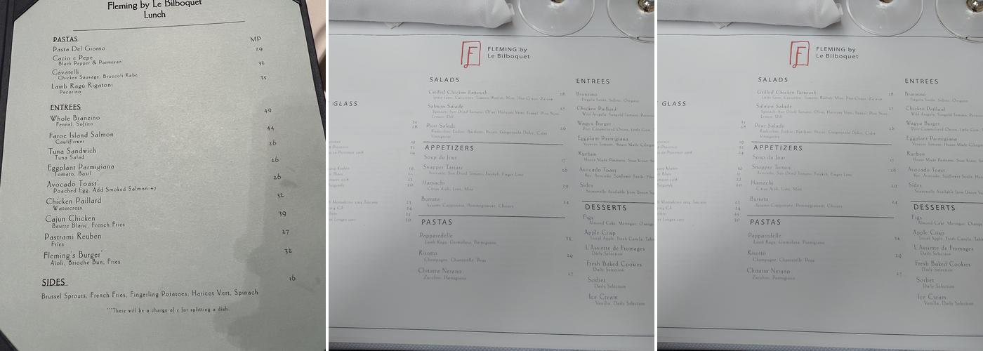 Fleming by Le Bilboquet Menu