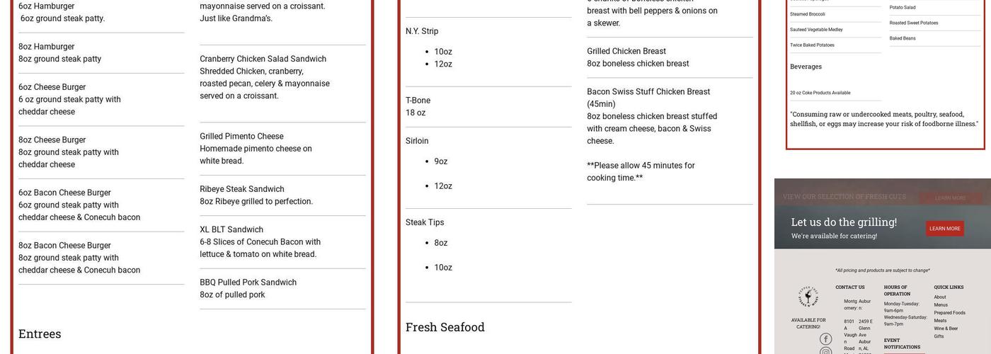 Pepper Tree Steaks N' Wines Menu