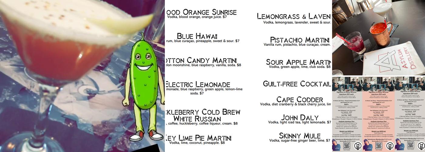 Asylum Distillery Menu