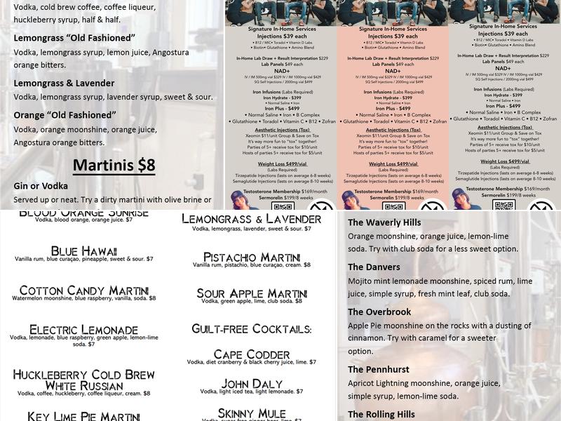 Asylum Distillery Menu