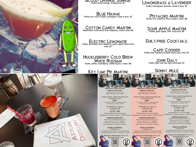 Asylum Distillery Menu