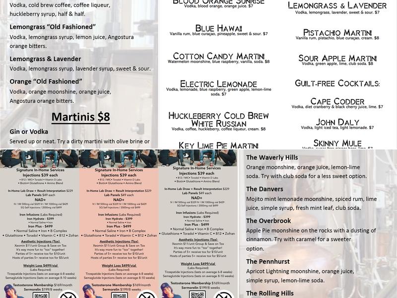 Asylum Distillery Menu