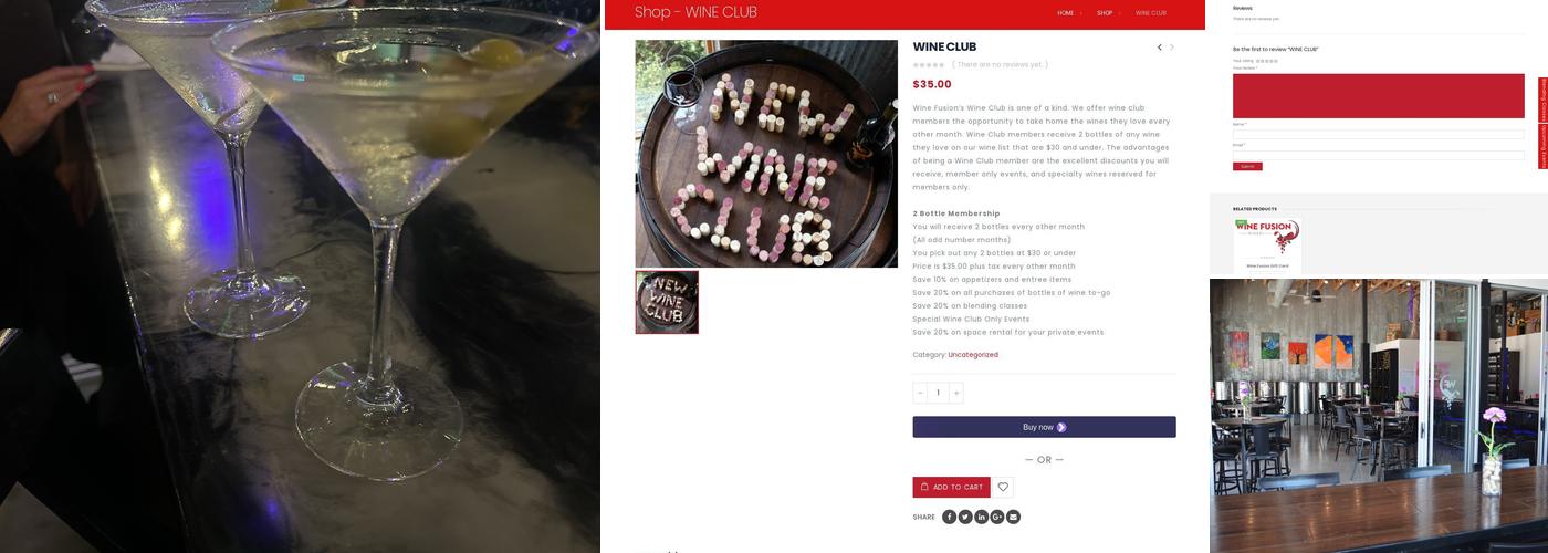 Wine Fusion Winery Menu