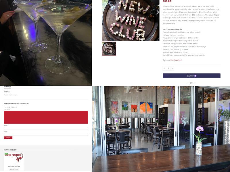 Wine Fusion Winery Menu