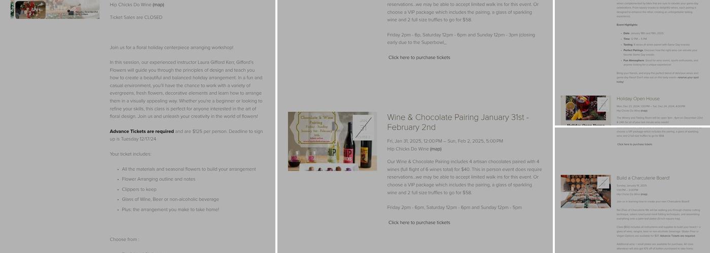 Hip Chicks do Wine Menu