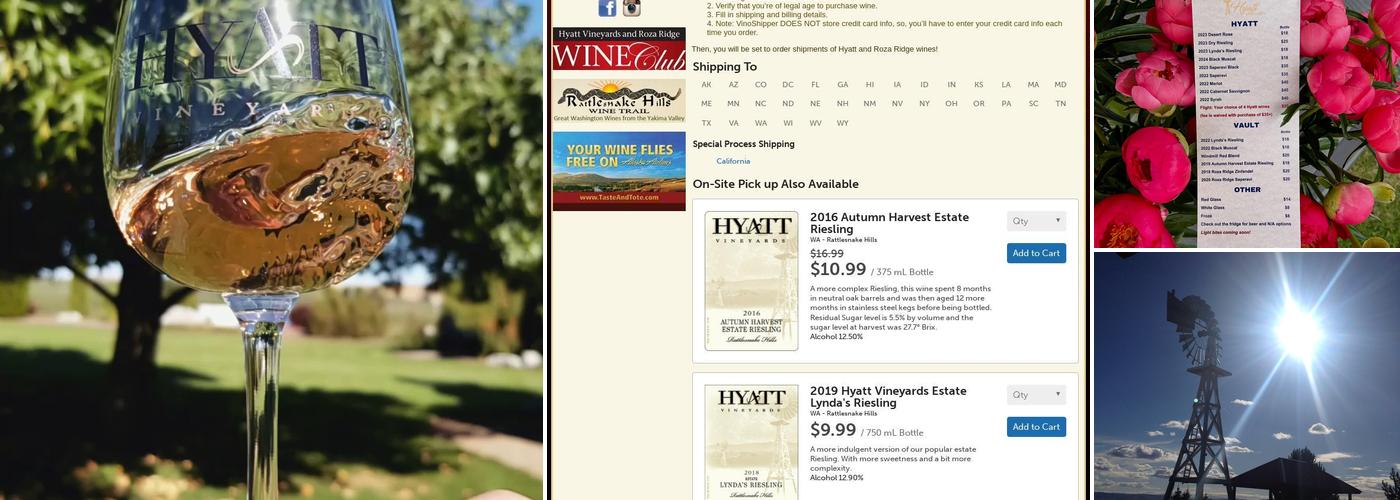 Hyatt Vineyards Menu