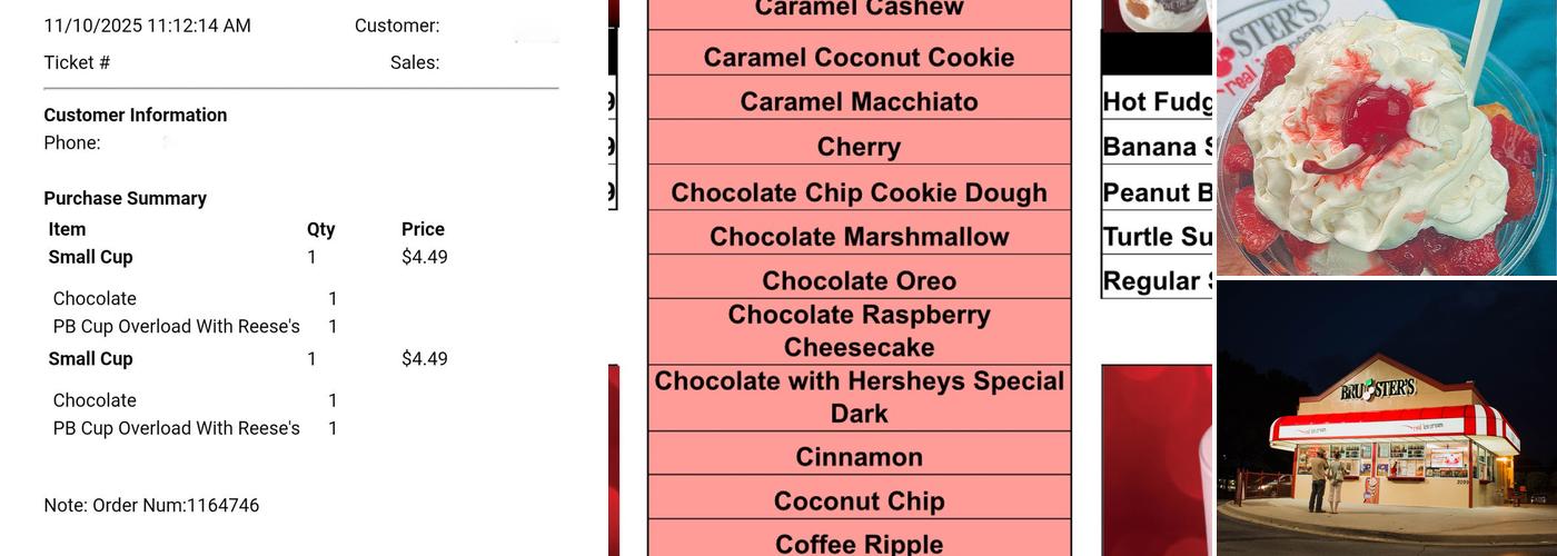 Bruster's Real Ice Cream Menu