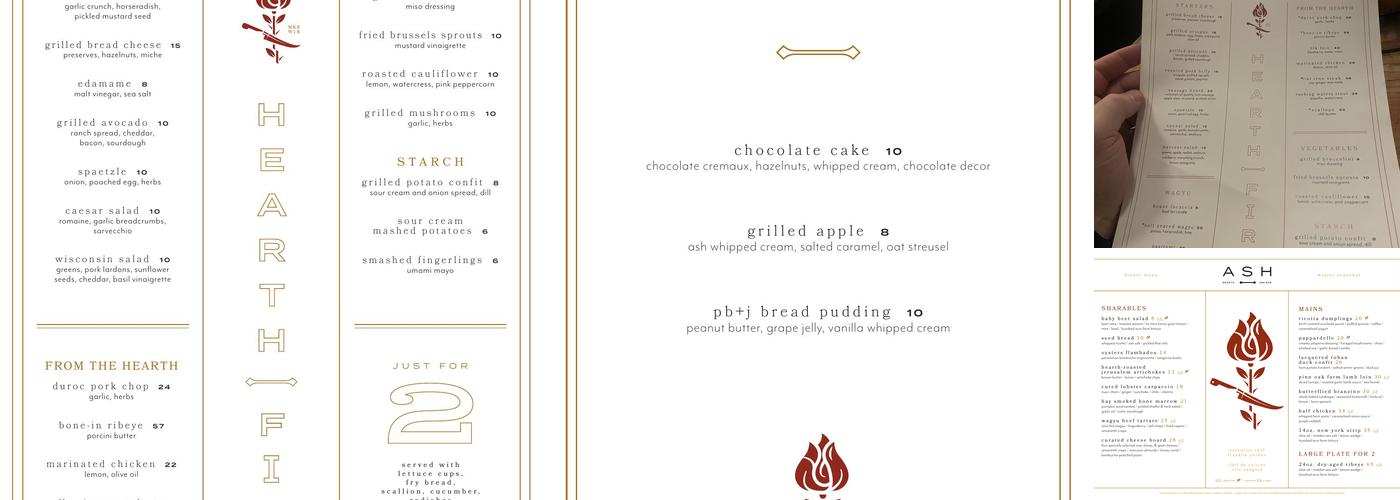 Ash Hearth & Bar Menu