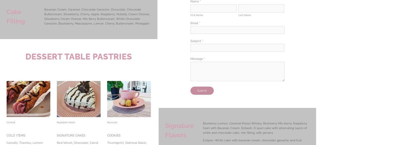 Cakes Couture Menu
