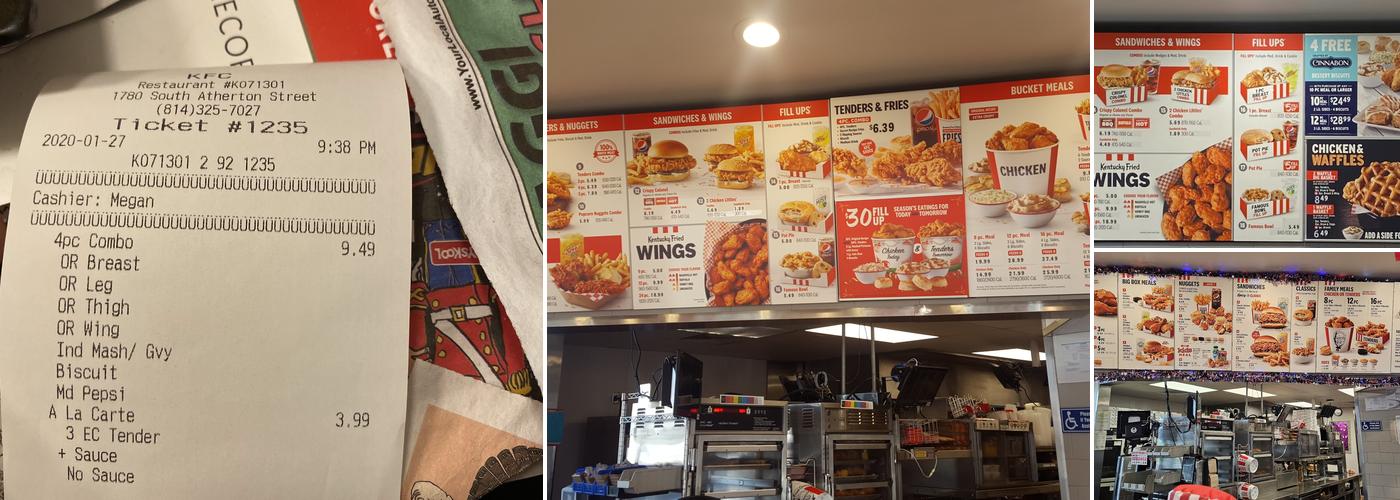 KFC Menu