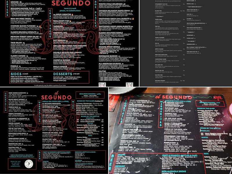 El Segundo Vail Menu