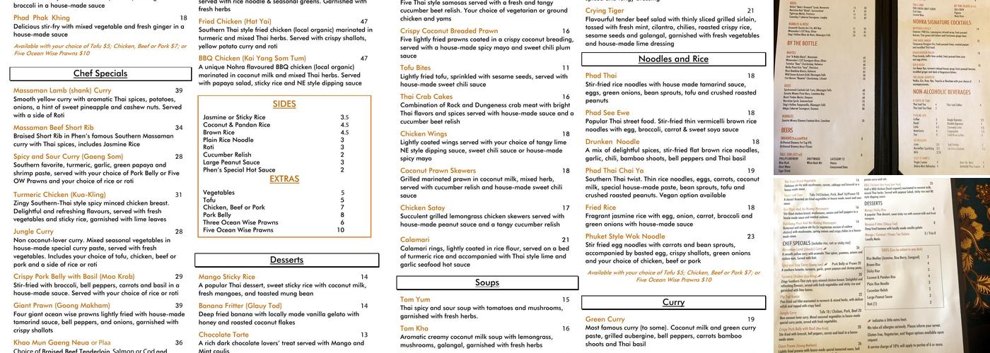 Nohra Thai Kitchen Menu