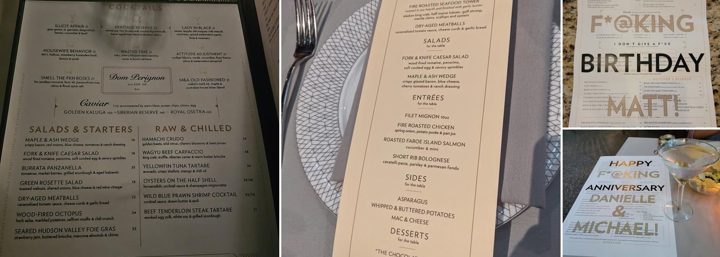 Maple & Ash Menu
