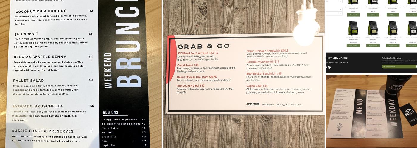 Pallet Coffee Roasters Menu