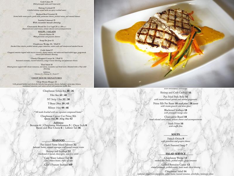 The Chop House on Main Menu