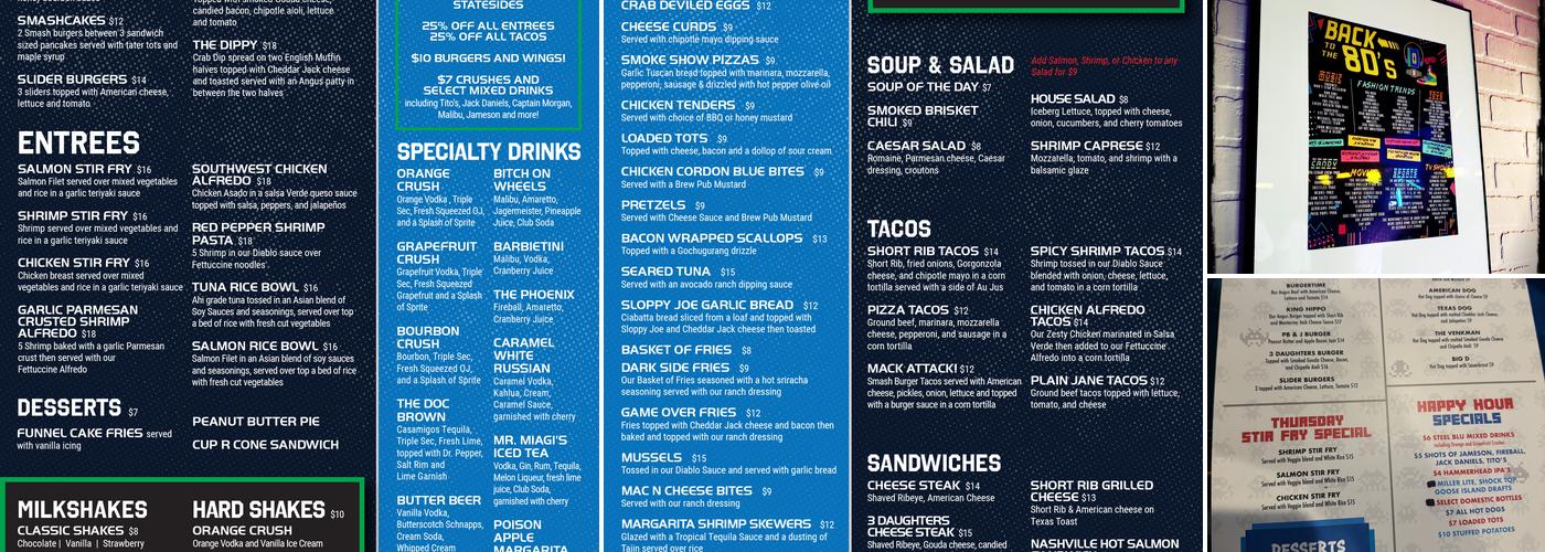 The Hideout Arcade Bar & Grille Menu