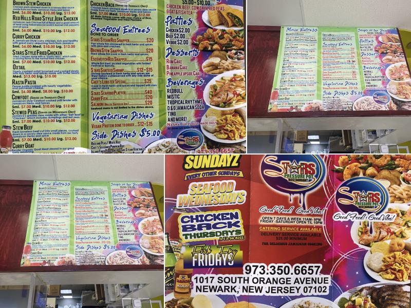 Stars Pressure Pot Restaurant Menu