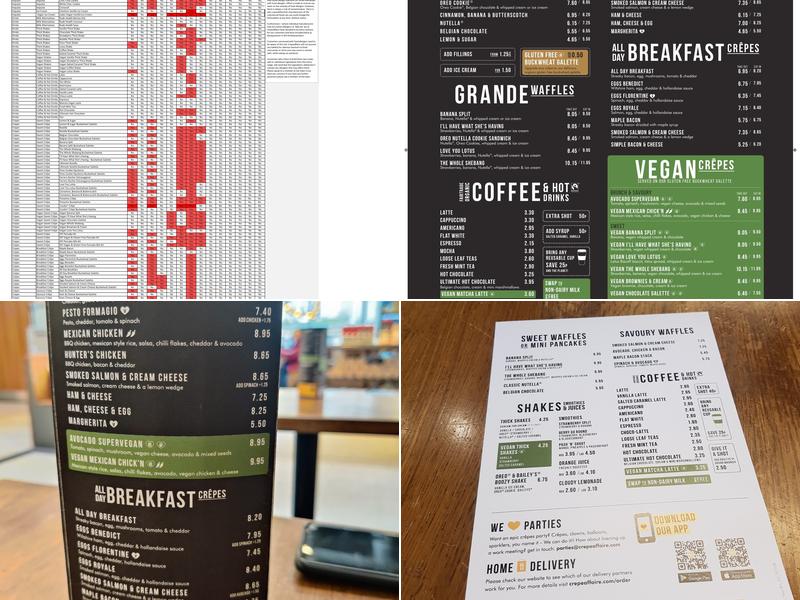 Crêpeaffaire Menu