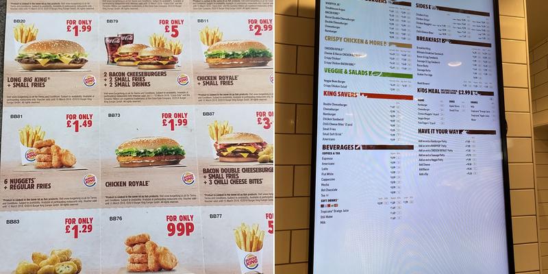 Burger King Menu
