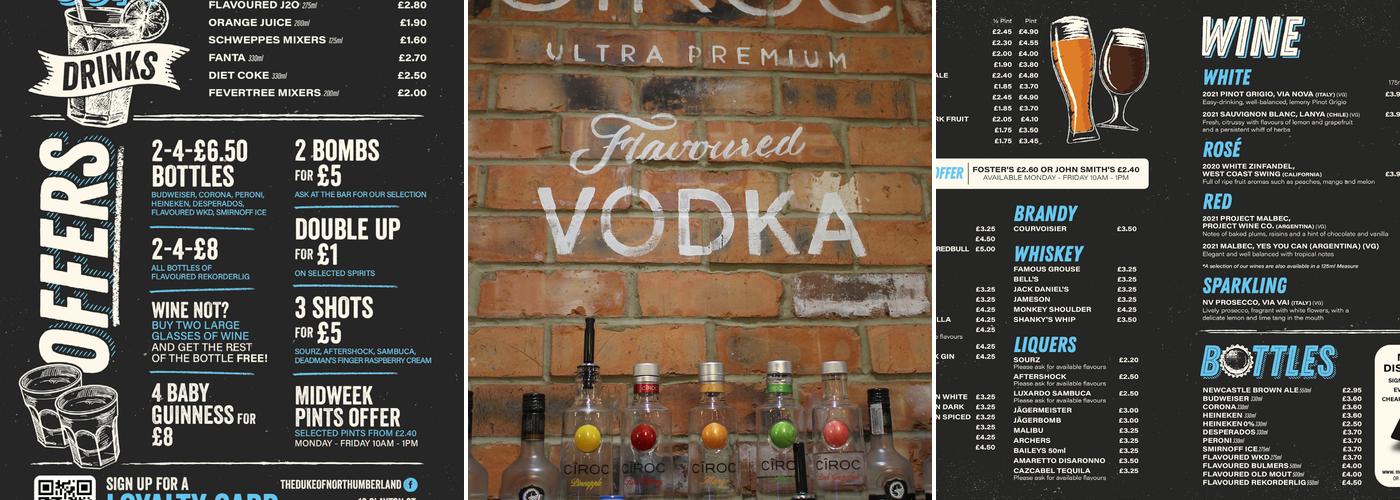 Duke Of Northumberland (The Clock) Menu