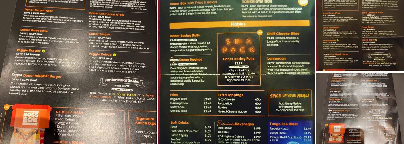 German Doner Kebab Menu