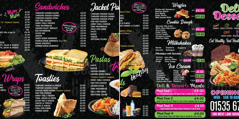 Deli and Desserts Menu