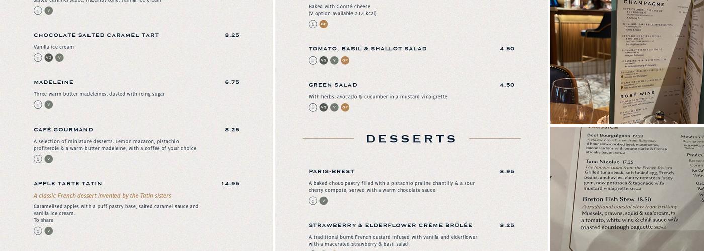 Côte St Christopher's Place Menu