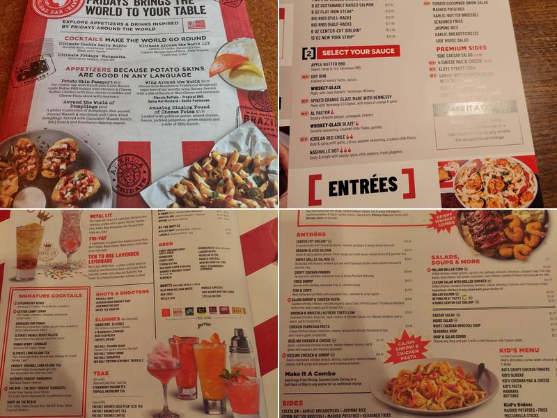 TGI Fridays Menu