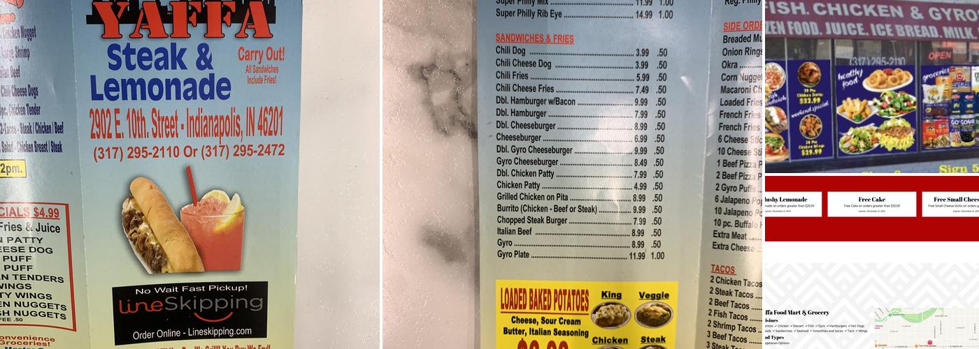 Yaffa Food Mart & Grocery Menu