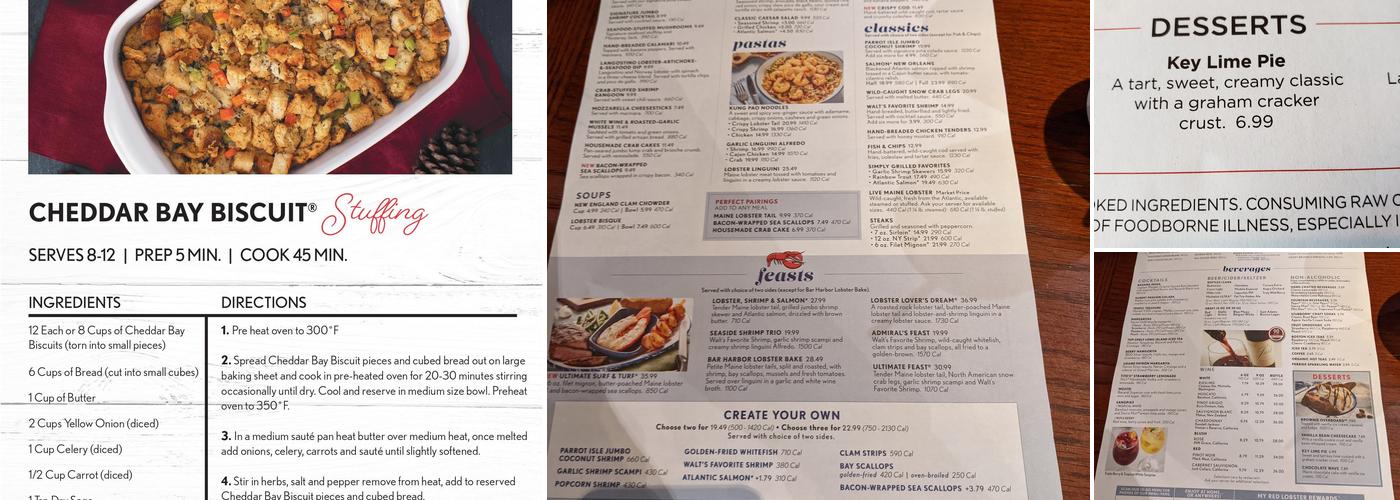 Red Lobster Menu