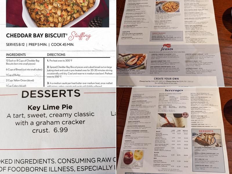 Red Lobster Menu