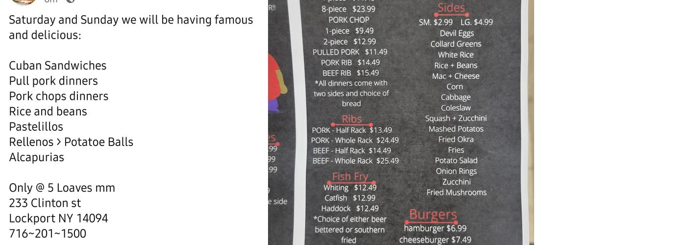 5 Loaves With A Taste Of Soul Menu